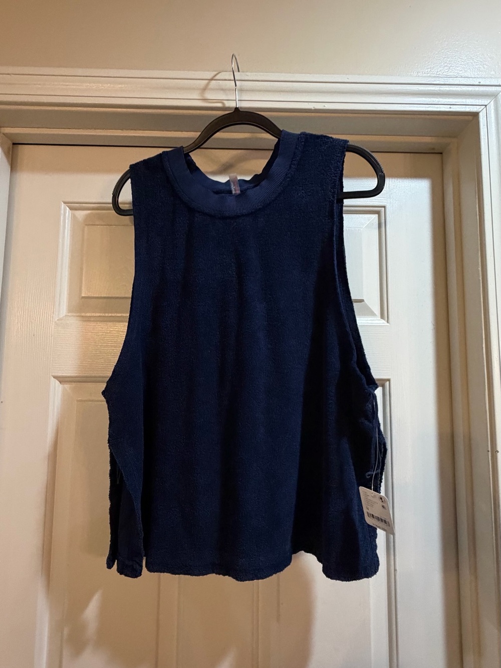 Free People Navy Blue Sleeveless Terry Muscle Tank Size Med NWT